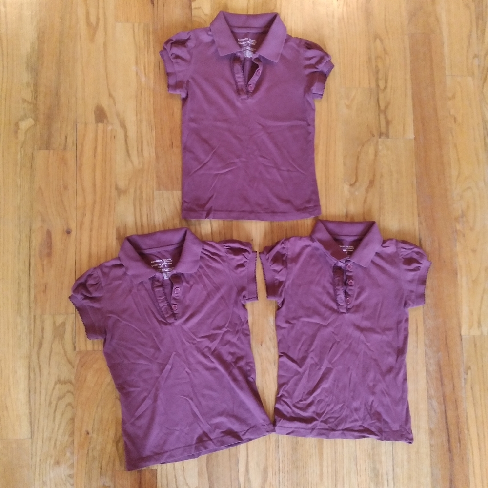Girls Sz6 Burgdany School Uniform Button Up Shirts